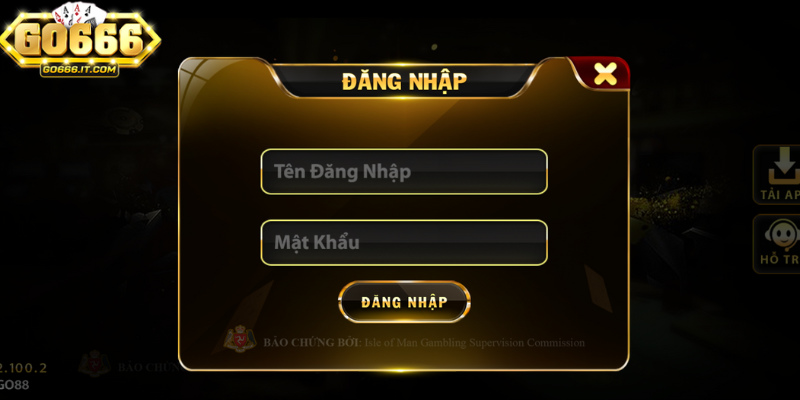Nhớ nhập chính xác tên đăng nhập Go666 và mật khẩu